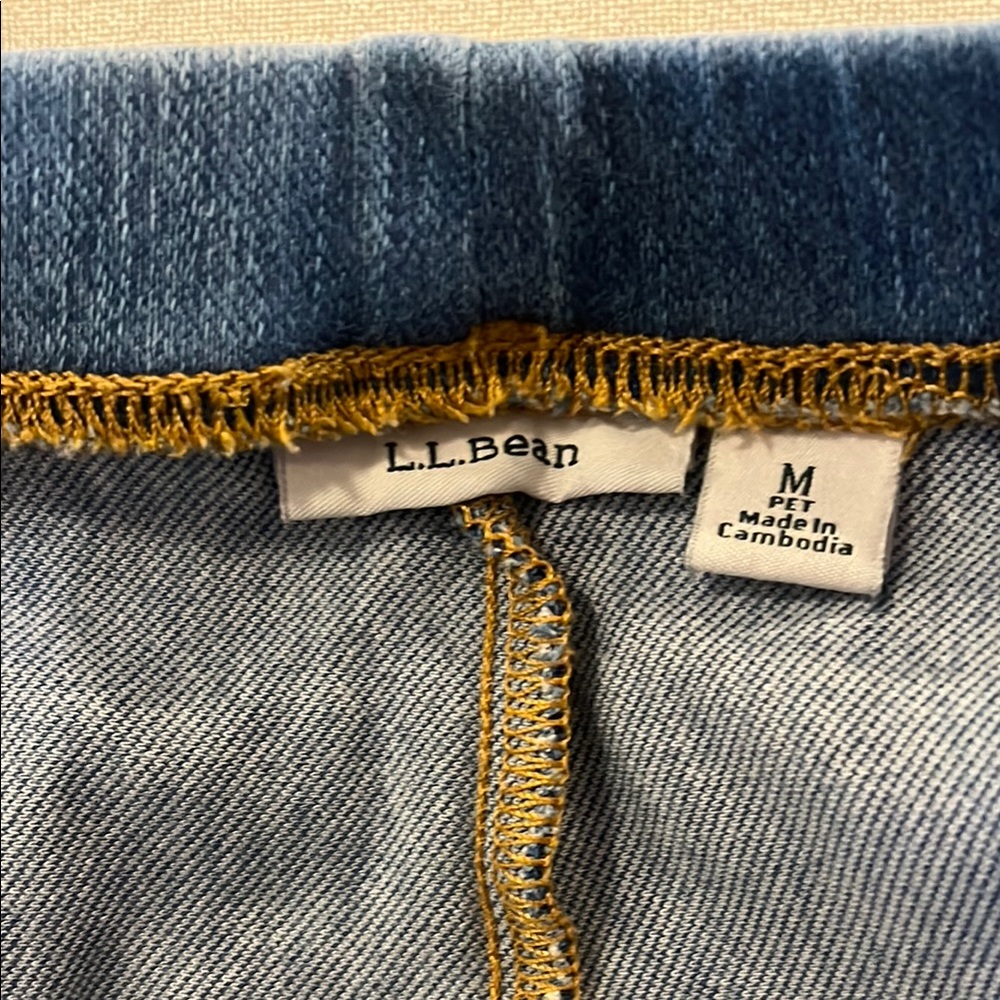 L.L. Bean Blue Jeggings with Gold Stitching